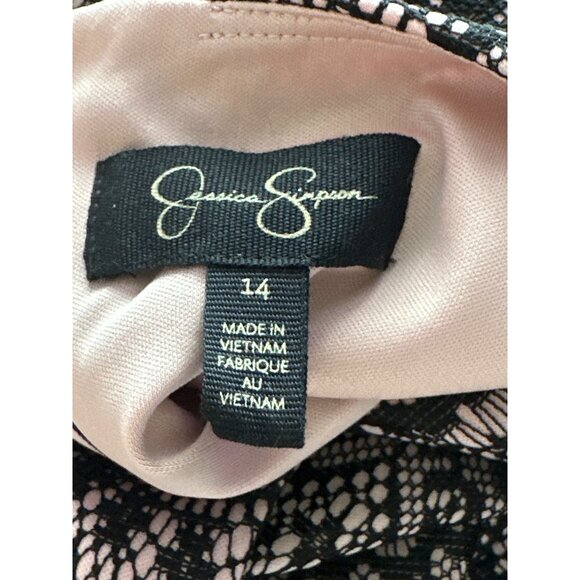 Jessica Simpson Dress Black Lace Bonded Nude Underlay Sleeveless Size 14 - Picture 7 of 7
